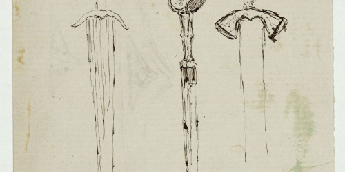 image for: Marià Fortuny - Apunt d&#039;espases i un punyal (anvers) / Guardamà d&#039;espasa (revers) - Cap a 1870-1872