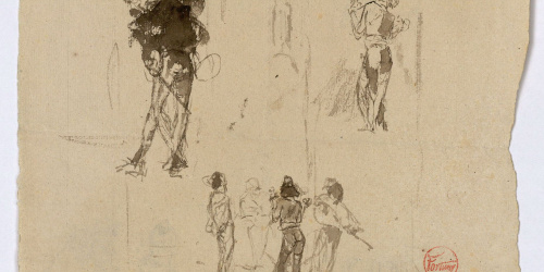 image for: Marià Fortuny - Músics (anvers) / Grups de figures (revers) - Cap a 1867-1872