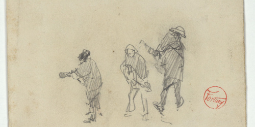 image for: Marià Fortuny - Músics (anvers) / Figures en un pati (revers) - Cap a 1867-1872