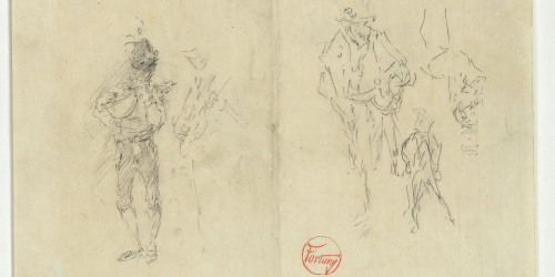 image for: Marià Fortuny - Estudi per al gravat «Ronda nocturna» - Cap a 1863-1866