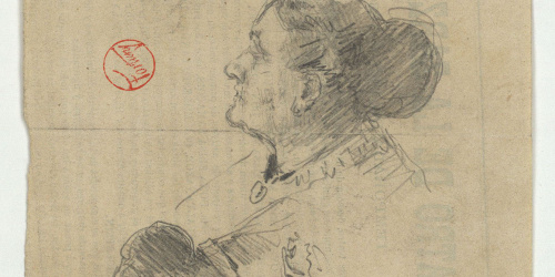 image for: Marià Fortuny - Estudi de bust de dona i cap masculí - Cap a 1867-1872