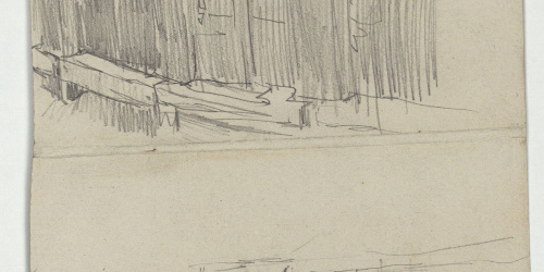 image for: Marià Fortuny - Paisatge urbà i croquis inconcret (anvers) / Cap de dona adormida (revers) - Cap a 1871