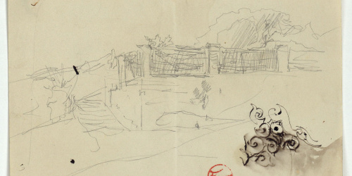 image for: Marià Fortuny - Esbós de terrassa i arabesc - Cap a 1870-1872