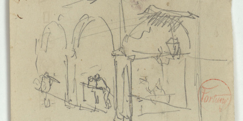 image for: Marià Fortuny - Porxada amb figures - Cap a 1867-1872