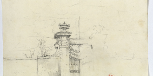 image for: Marià Fortuny - Detall de l&#039;entrada de «villa» Torlonia (anvers) / Esbós del coronament de l&#039;entrada de «villa» Torlonia (revers) - Cap a 1863-1867