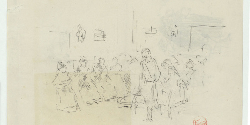 image for: Marià Fortuny - Figures en un saló (anvers) / Grup de figures (revers) - Cap a 1870-1872