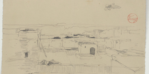 image for: Marià Fortuny - Teulades marroquines (anvers) / Figura en un carreró (revers) - Cap a 1860-1862