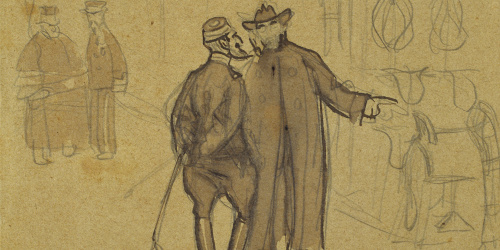 image for: Ramon Casas - Autoretrat parlant amb un militar - Cap a 1890-1900