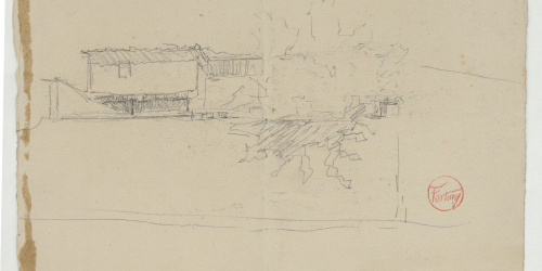 image for: Marià Fortuny - Casa darrere d&#039;una tàpia (anvers) / Finestra, balcó, tàpia i croquis inconcret (revers) - Cap a 1870-1872