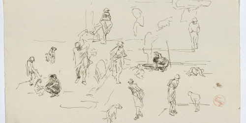 image for: Marià Fortuny - Figures masculines i gossos - Cap a 1870-1872