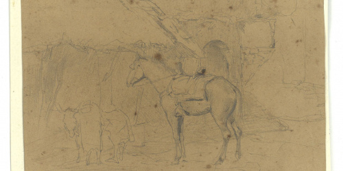 image for: Marià Fortuny - Estudi per al gravat «Cavall marroquí» - Cap a 1860-1862