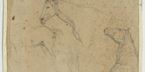 image for: Marià Fortuny - Estudi de cavalls (anvers) / Nen i altres figures (revers) - Cap a 1860-1862