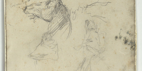 image for: Marià Fortuny - Cap de cavall i figures - Cap a 1860-1862