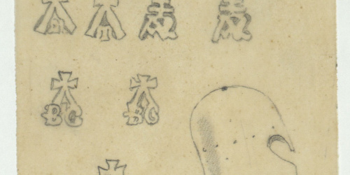 image for: Marià Fortuny - Calc d&#039;insígnies i casc d&#039;època medieval - Cap a 1867-1872
