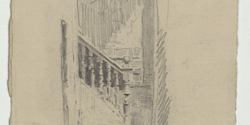 image for: Marià Fortuny - Escala amb balustrada (anvers) / Cap de dona vella (revers) - Cap a 1867-1872