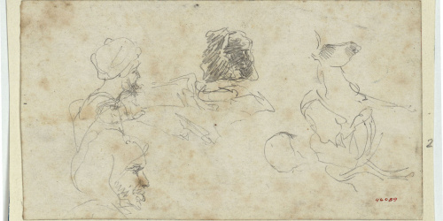 image for: Marià Fortuny - Caps de marroquins i cavall - Cap a 1860-1862