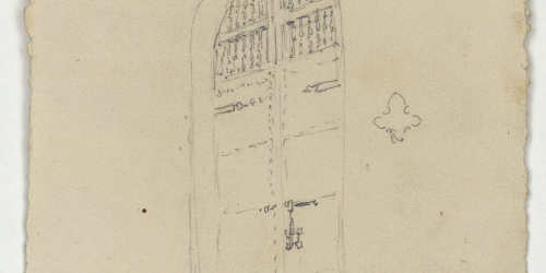 image for: Marià Fortuny - Porta (anvers) / Dona fent bugada (revers) - Cap a 1870-1872