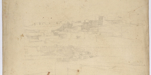 image for: Marià Fortuny - Població marroquina (anvers) / Cap i braços masculins i croquis de figura (revers) - Cap a 1860-1862