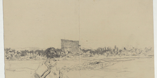 image for: Marià Fortuny - Paisatge amb figura femenina - Cap a 1867-1872
