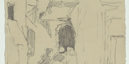 image for: Marià Fortuny - Carrer amb figures agenollades - Cap a 1860-1862