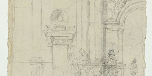 image for: Marià Fortuny - Detall del palau de Carles V a l'Alhambra de Granada i figures (anvers) / Casc i dona amb nen (revers) - 1870-1872