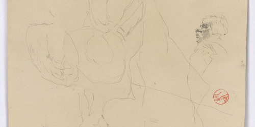 image for: Marià Fortuny - Mosqueters (anvers) / Esbós de composició (revers) - Cap a 1870-1872