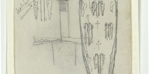 image for: Marià Fortuny - Pom d&#039;espasa, escut i detalls (anvers) / Esbós de guardamà (revers) - Cap a 1867-1872