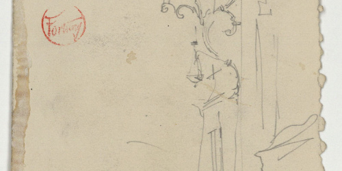 image for: Marià Fortuny - Suport d'una llàntia votiva (anvers) / Elements ornamentals (revers) - Cap a 1868-1872