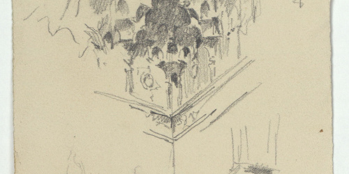 image for: Marià Fortuny - Croquis d'enteixinat d'estil musulmà. Saló dels Abenserraigs de l'Alhambra (anvers) / Motiu arquitectònic d'estil musulmà (revers) - Cap a 1870-1872