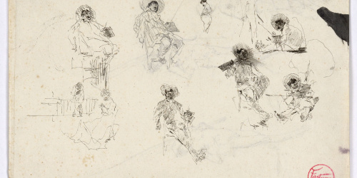 image for: Marià Fortuny - Esbós de figures (anvers) / Esbós de pescadors nus (revers) - Cap a 1874
