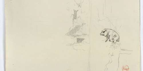 image for: Marià Fortuny - Estudi per al quadre «Els porcs» (anvers) / Croquis inconcret (revers) - Cap a 1872