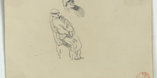 image for: Marià Fortuny - Esbós d'un cap i figura asseguda - Cap a 1863-1867