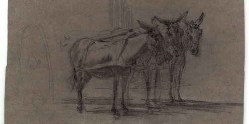 image for: Marià Fortuny - Rucs junyits a un carro (anvers) / Caps de ruc (revers) - Cap a 1867-1870