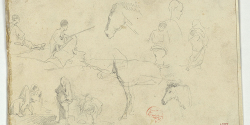 image for: Marià Fortuny - Marroquins i estudi de cavall (anvers) / Marroquins (revers) - Cap a 1860-1862