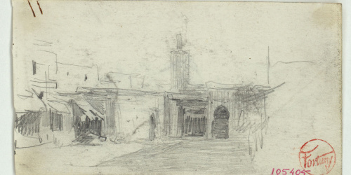 image for: Marià Fortuny - Plaça de Tetuan (anvers) / Cavalls (revers) - Cap a 1860
