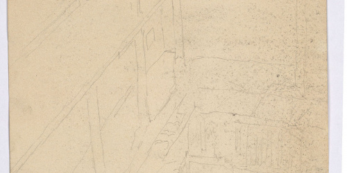 image for: Marià Fortuny - Detall de la porxada del pati de la casa del Chapiz (Granada) (anvers) / Esbós d&#039;un pati interior (revers) - Cap a 1870-1872 [1]