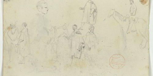 image for: Marià Fortuny - Marroquins i cavalls (anvers) / Lavatori d&#039;una mesquita, cap de negre i pom d&#039;espasa (revers) - Cap a 1860-1862