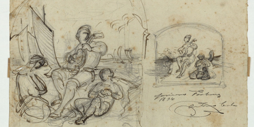 image for: Marià Fortuny - Estudi de composició - Cap a 1856-1858