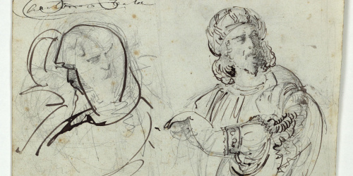 image for: Marià Fortuny - Figures masculines orientals (anvers) / Cap de soldat i altres figures (revers) - Cap a 1856-1858