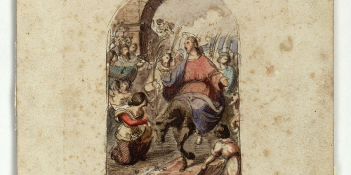 image for: Marià Fortuny - Entrada de Crist a Jerusalem (anvers) / Croquis de figures (revers) - Cap a 1856-1858