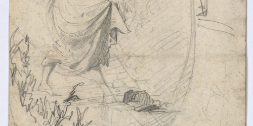 image for: Marià Fortuny - Noia jove (anvers) / Cases de poble i apunts de figura (revers) - Cap a 1856-1858