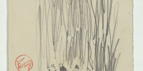 image for: Marià Fortuny - Figures en un passeig (anvers) / Figura (revers) - Cap a 1866-1872