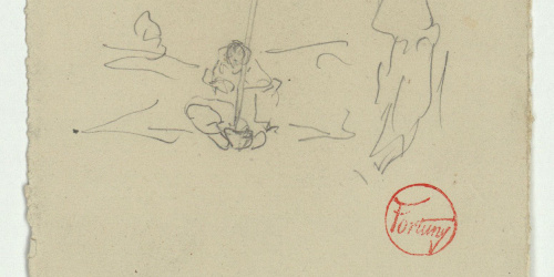 image for: Marià Fortuny - Esbós de figures i sanefa - Cap a 1866-1872