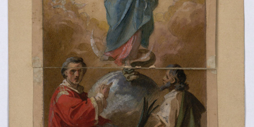image for: Marià Fortuny - La Immaculada Concepció, sant Llorenç i un altre sant - Cap a 1856-1858