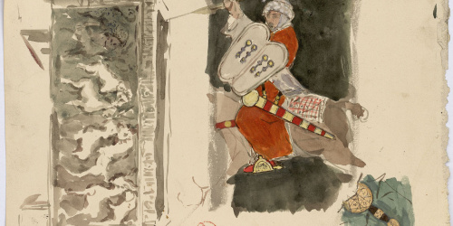 image for: Marià Fortuny - Baix relleu i genet musulmà - Cap a 1870-1872