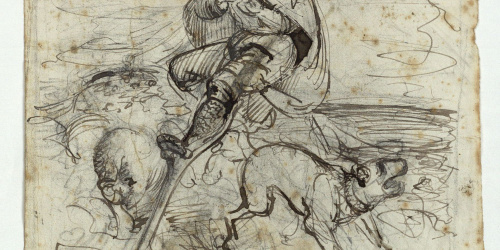 image for: Marià Fortuny - Pastor (anvers) / Croquis de figura (revers) - Cap a 1856-1858