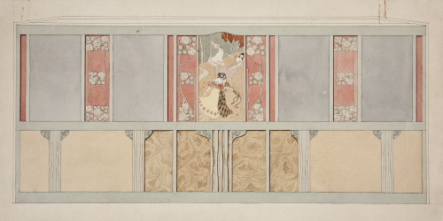 image for: Gaspar Homar - Arrambador amb plafons de marqueteria per a la casa Lleó Morera de Barcelona - Cap a 1905