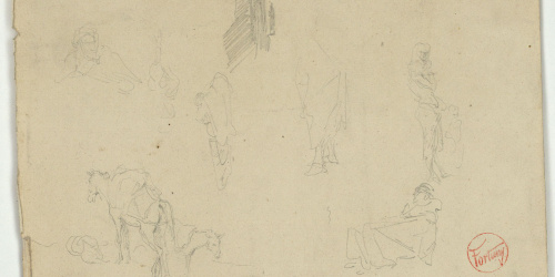 image for: Marià Fortuny - Esbós de marroquins i rucs - Cap a 1860-1862