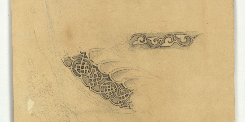 image for: Marià Fortuny - Ornamentació d&#039;estil musulmà (anvers) / Vasos damunt d&#039;una lleixa (revers) - Cap a 1870-1872