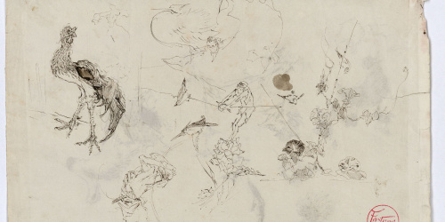image for: Marià Fortuny - Estudi per al quadre «Els fills del pintor en un saló japonès» (anvers) / Estudi per al quadre «Els fills del pintor en un saló japonès» (revers) - Cap a 1874